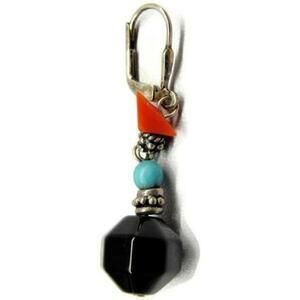 925 Pendant Charm Multicolor Onyx Turquoise Coral Patina Vintage